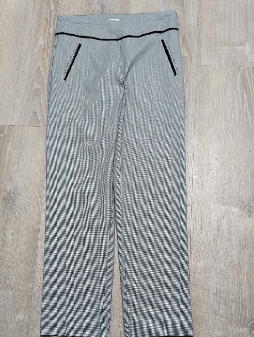 Straight Leg Women’s Pants in Gray with Black Trim